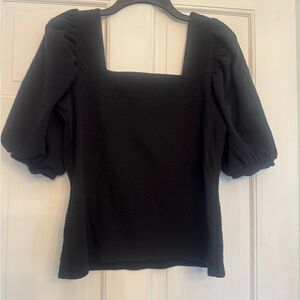 a new day Black Square-Neck Puff Sleeve Top